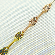 14K Solid Tri-Color Diamond Cut Marina Link and Smooth Oval Link Chain